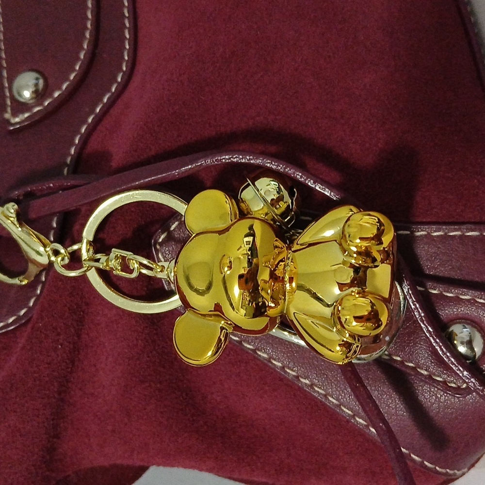 Gold Bear Handbag Charm Keychain